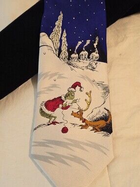 NWT GRINCH Silk Hand Sewn Dr. Seuss Grinch Holiday Tie